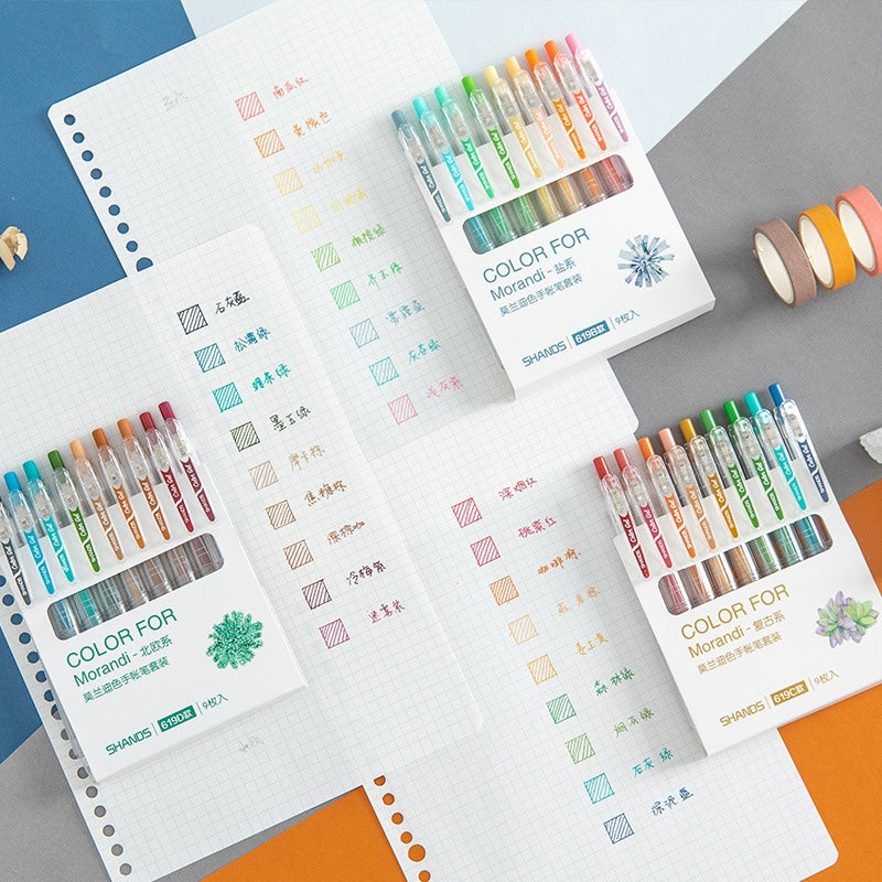 Retractable Morandi Colour Gel Pen Set