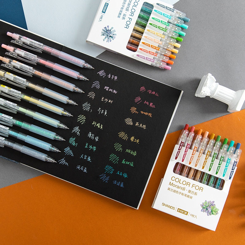 Retractable Morandi Colour Gel Pen Set