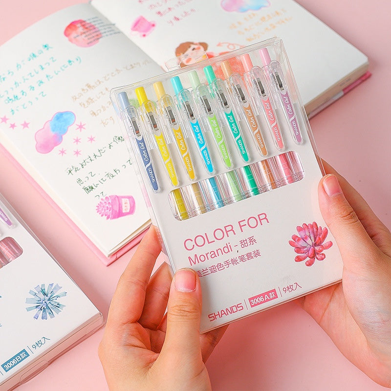 Retractable Morandi Colour Gel Pen Set