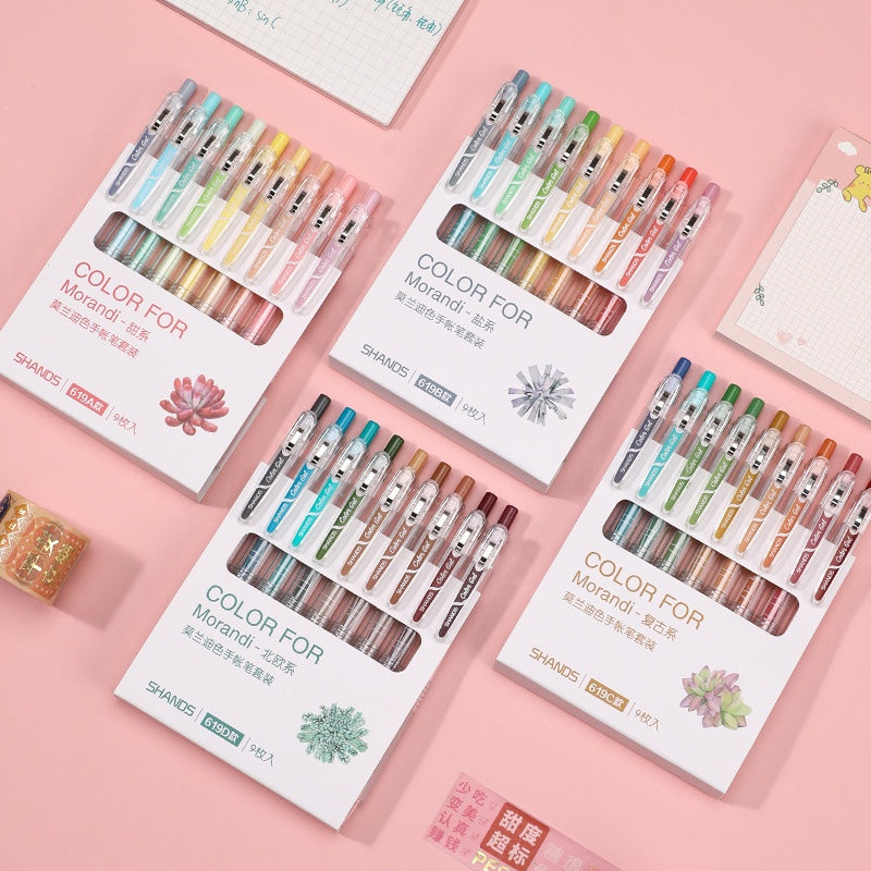Retractable Morandi Colour Gel Pen Set