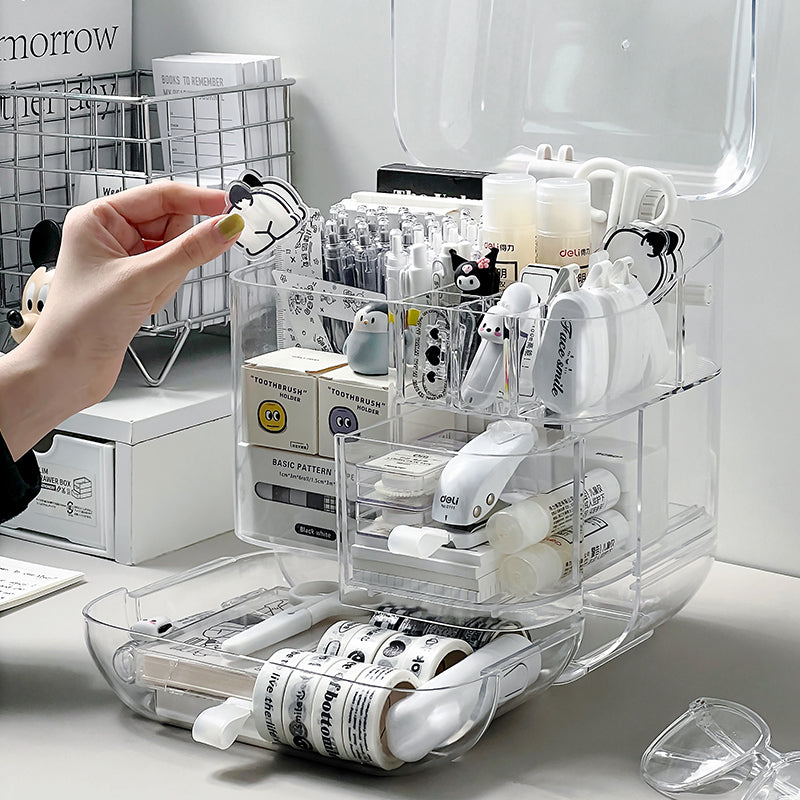 Transparent Desktop Stationery Storage Organiser