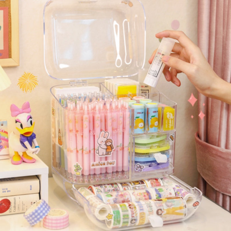 Transparent Desktop Stationery Storage Organiser