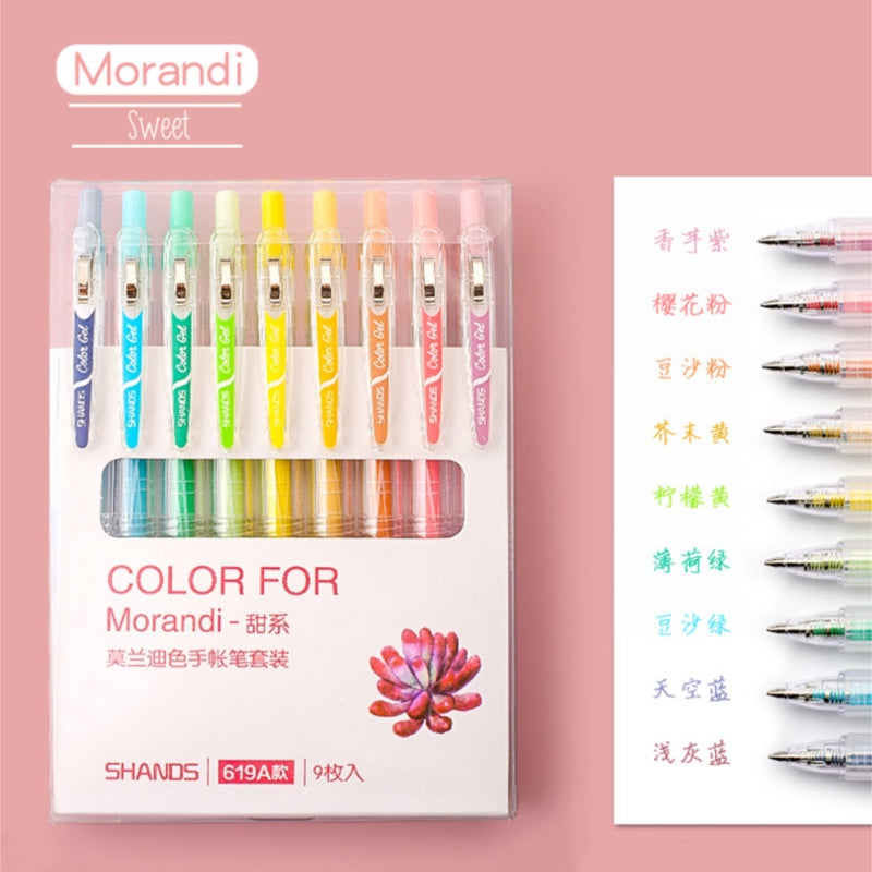 Retractable Morandi Colour Gel Pen Set Sweet