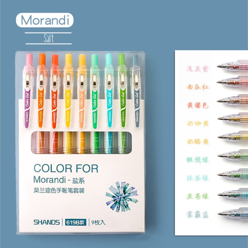 Retractable Morandi Colour Gel Pen Set Salt