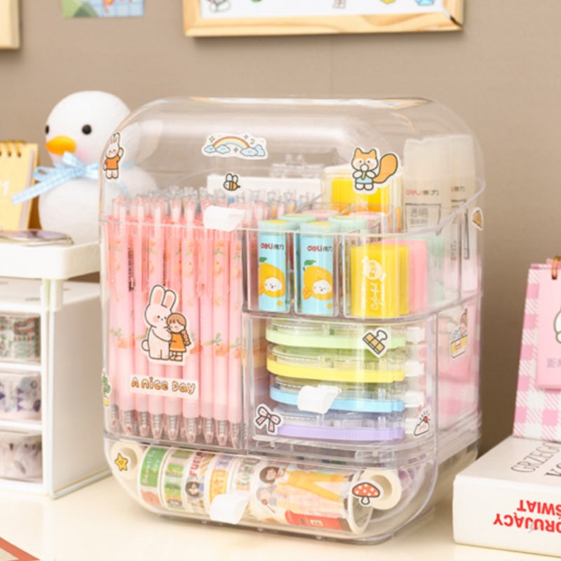 Transparent Desktop Stationery Storage Organiser