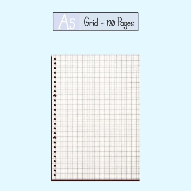 Loose Leaf Paper Refill Sheets A5 Grid