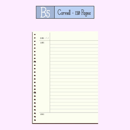 Loose Leaf Paper Refill Sheets B5 Cornell Lined
