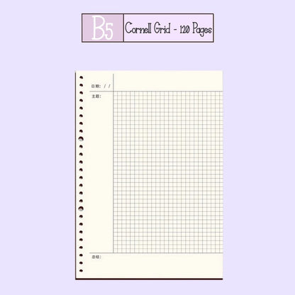 Loose Leaf Paper Refill Sheets B5 Cornell Grid
