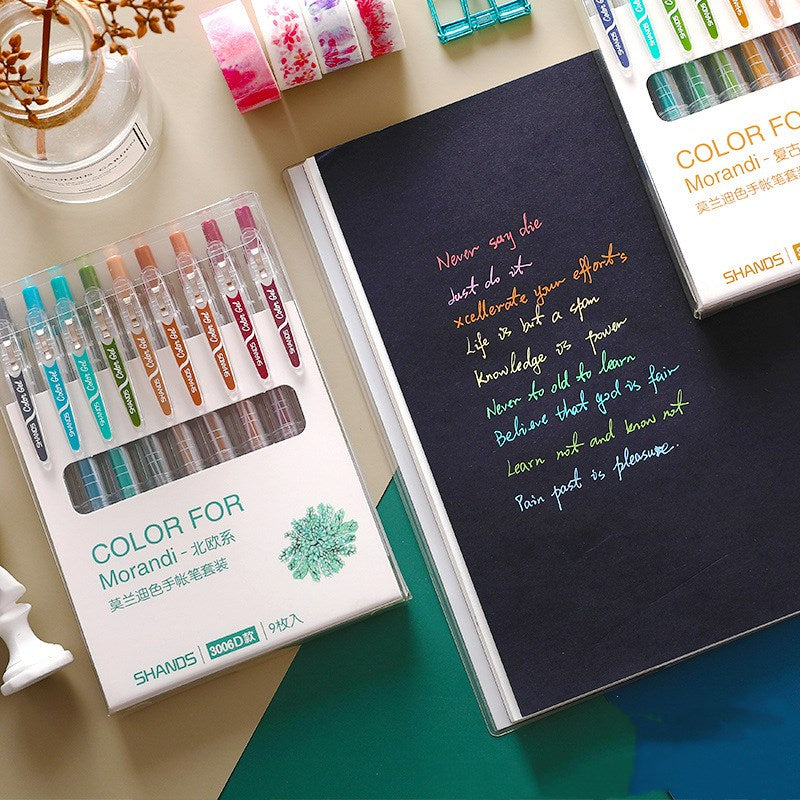 Retractable Morandi Colour Gel Pen Set