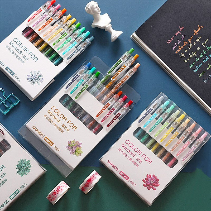 Retractable Morandi Colour Gel Pen Set