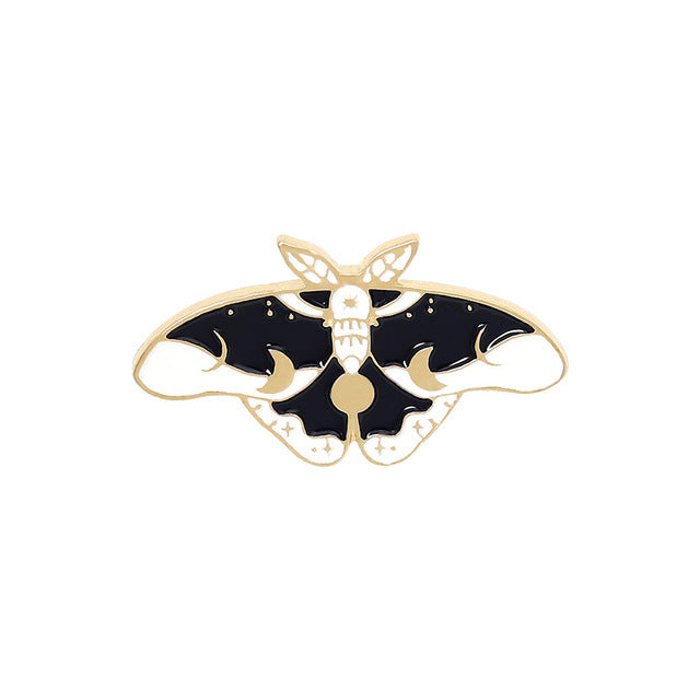 Beautiful Butterfly Enamel Pins Black White