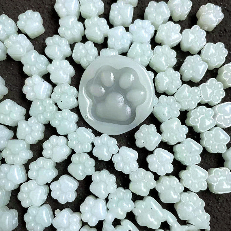 Cute Cat Paw Wax Beads Glass Blue