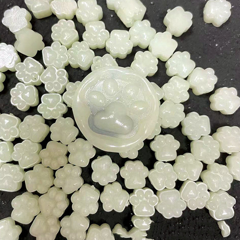 Cute Cat Paw Wax Beads Glazed Yellow