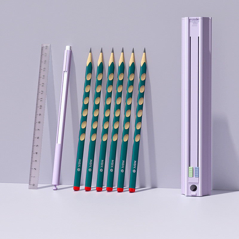Compact Hexagonal Multifunction Pencil Case Purple Primary