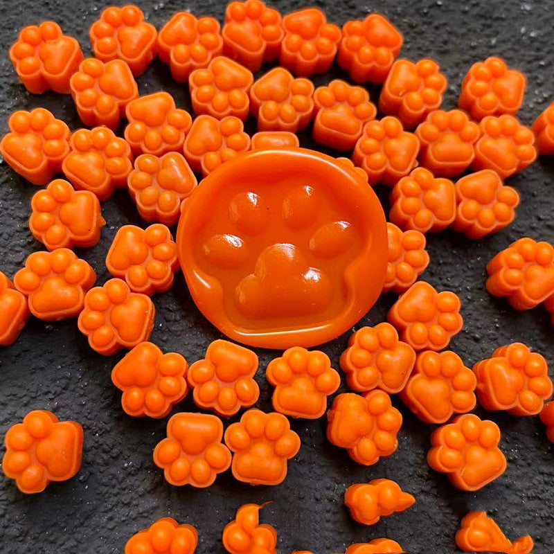 Cute Cat Paw Wax Beads Sunshine Orange