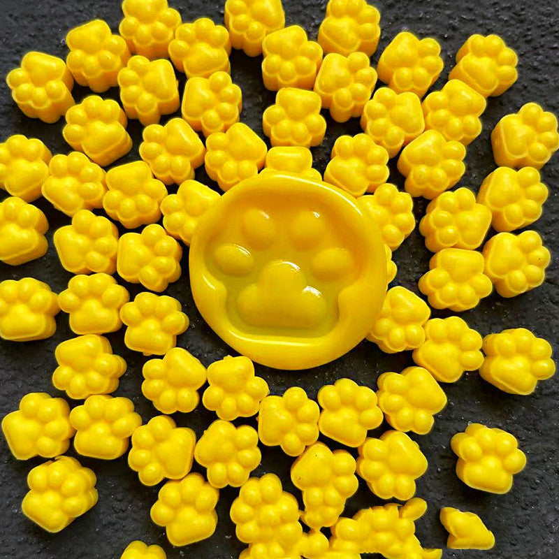Cute Cat Paw Wax Beads Lemon Yellow