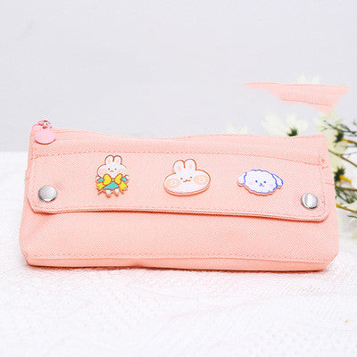 Cute Badge Pencil Case Pink