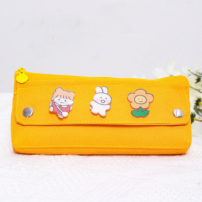 Cute Badge Pencil Case Yellow