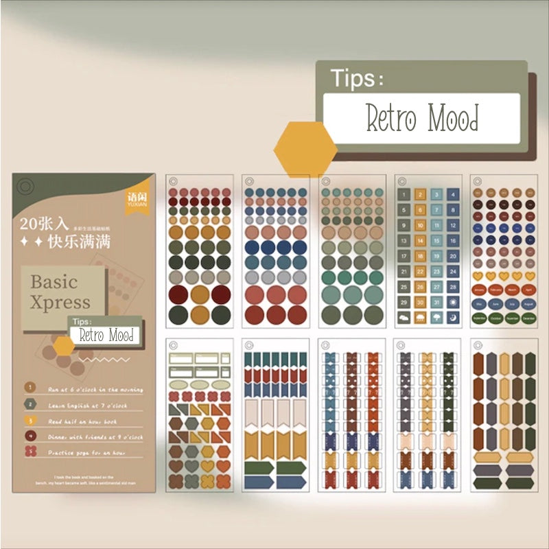 Basic Xpress Planner Stickers Retro Mood