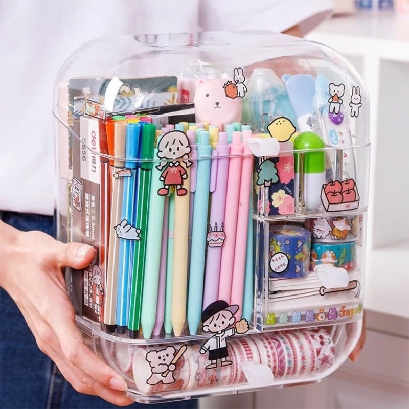 Transparent Desktop Stationery Storage Organiser