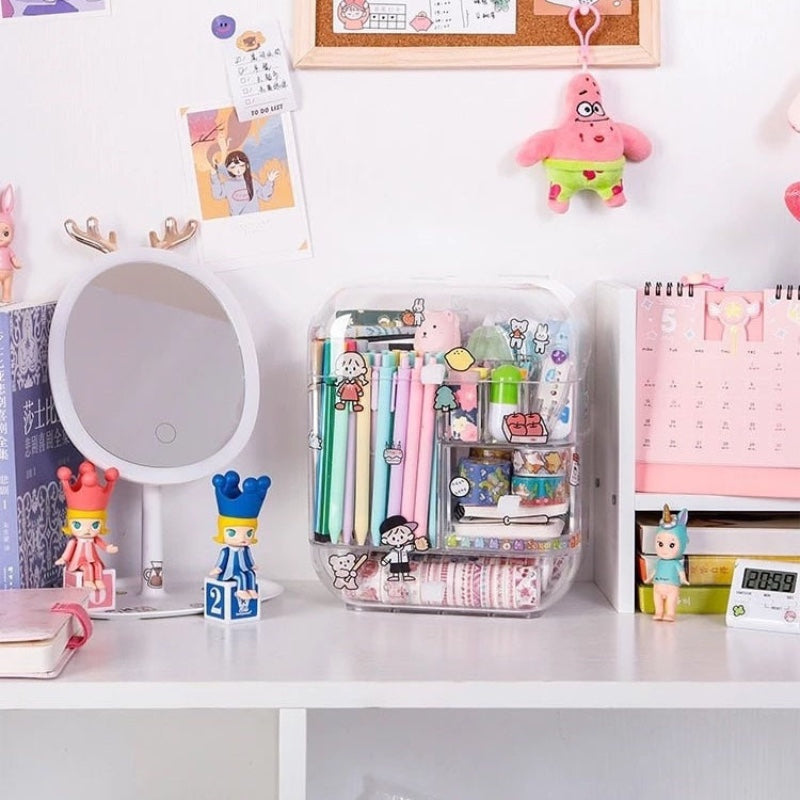 Transparent Desktop Stationery Storage Organiser