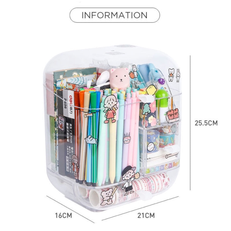 Transparent Desktop Stationery Storage Organiser Size