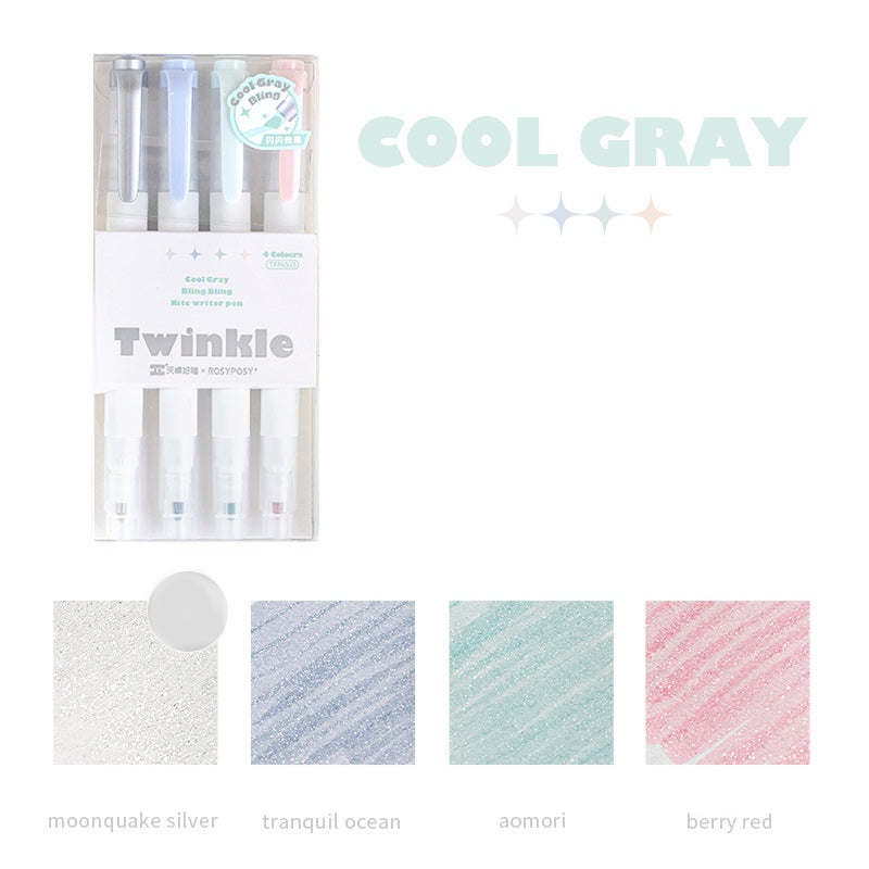Twinkle Dual Sided Shimmer Highlighter Sets Cool Gray