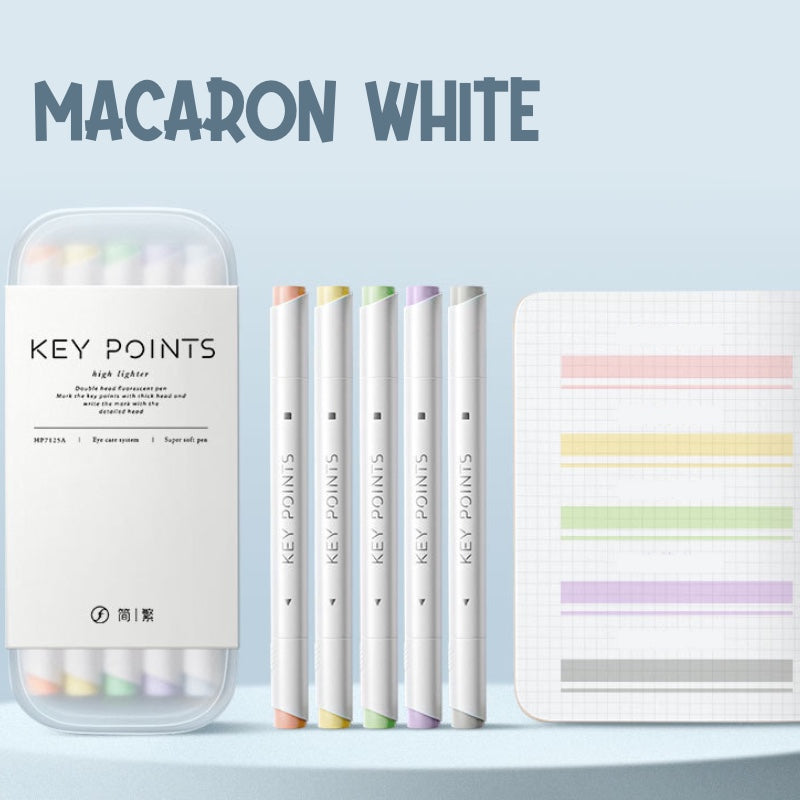 Key Points Double Sided Highlighter Macaron White