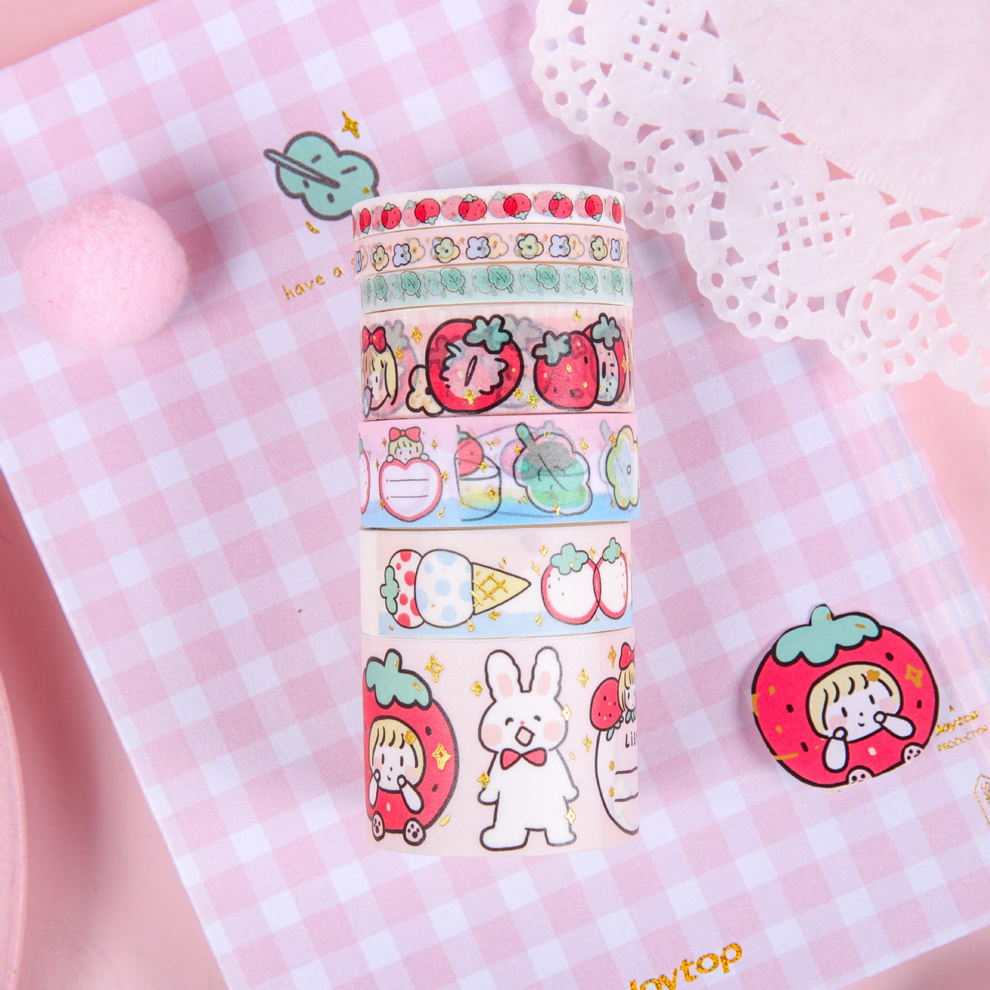 Cute Strawberry Washi Tape Box Set