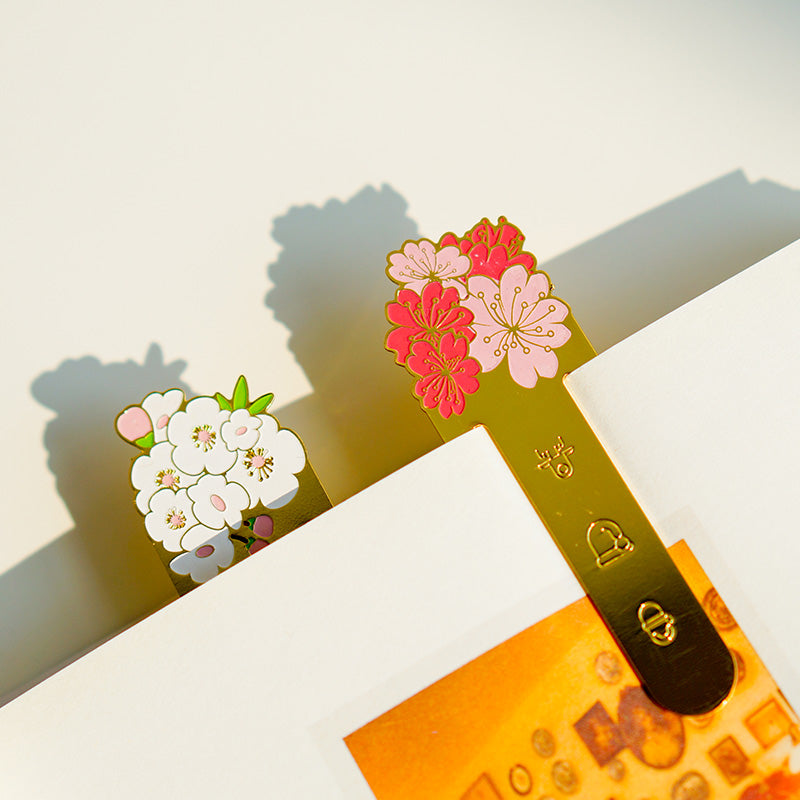 Cherry Blossom Gold Metal Bookmark