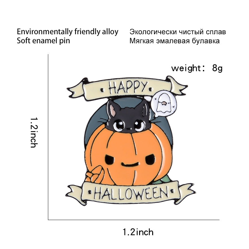 Cute Happy Halloween Enamel Pin Size