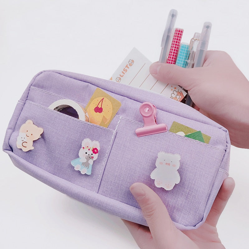 Cute Badge Large Capacity Pencil Case