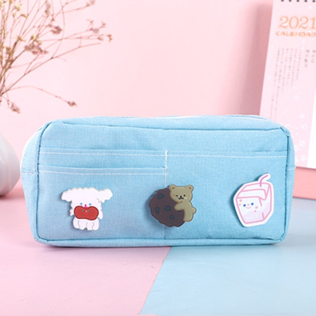 Cute Badge Large Capacity Pencil Case