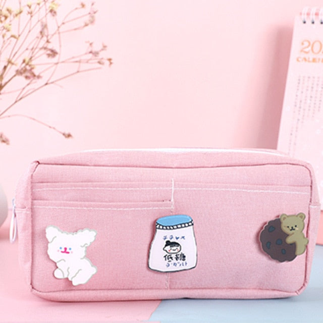 Cute Badge Large Capacity Pencil Case