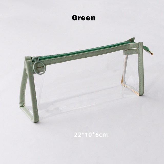 Transparent Large Pencil Case Green