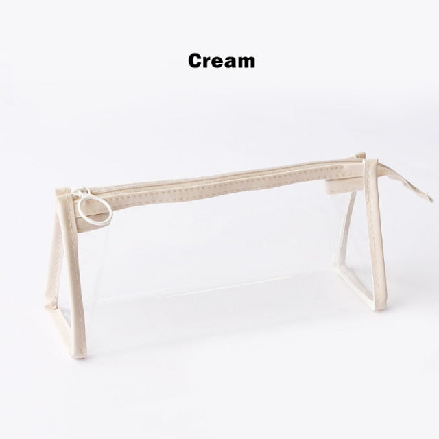 Transparent Large Pencil Case Cream