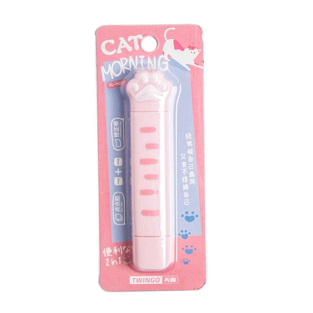 2 In 1 Cute Cat Paw 4M Correction Tape and 3M Glue Tape - Pink