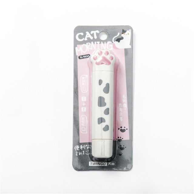 2 In 1 Cute Cat Paw 4M Correction Tape and 3M Glue Tape - White