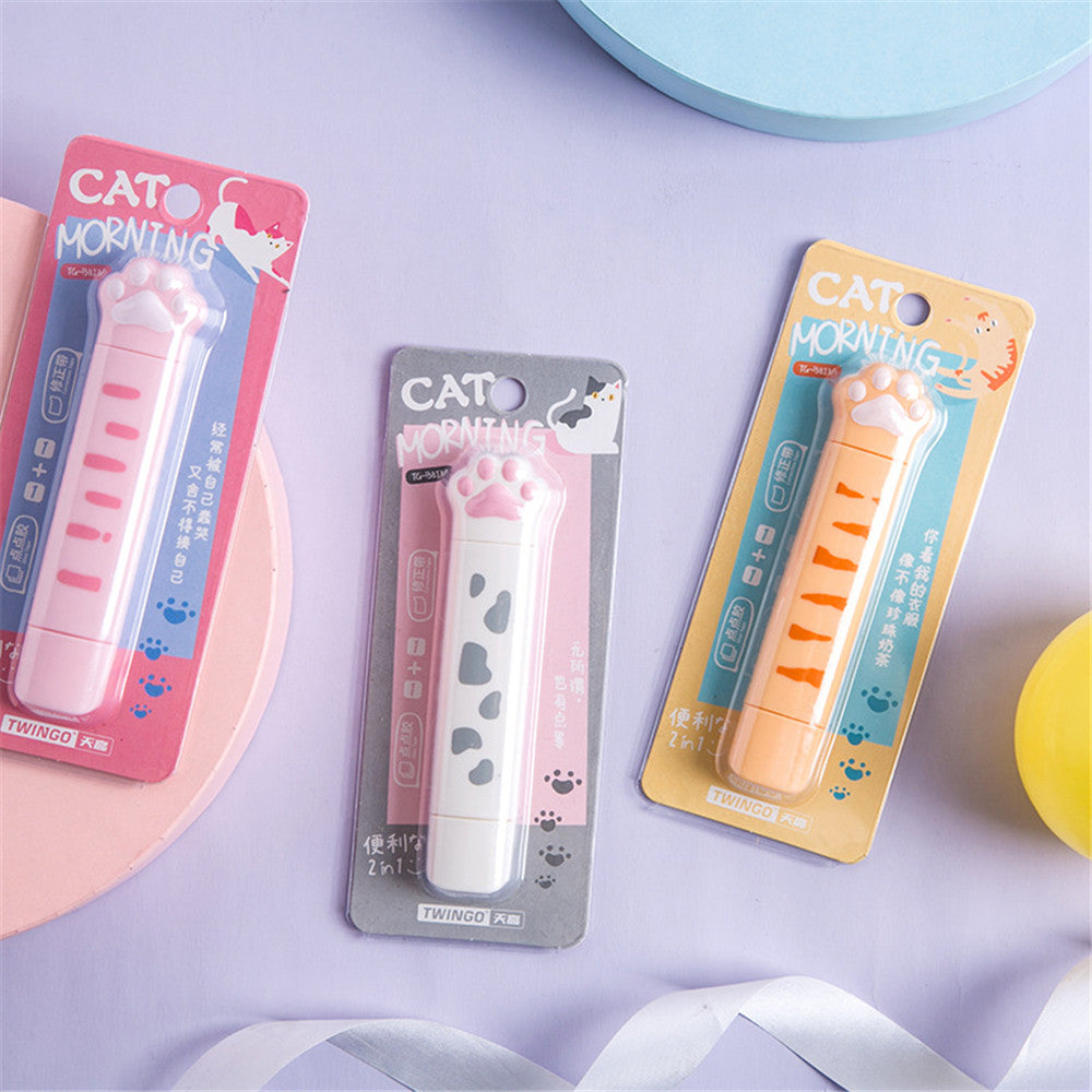 2 In 1 Cute Cat Paw 4M Correction Tape and 3M Glue Tape