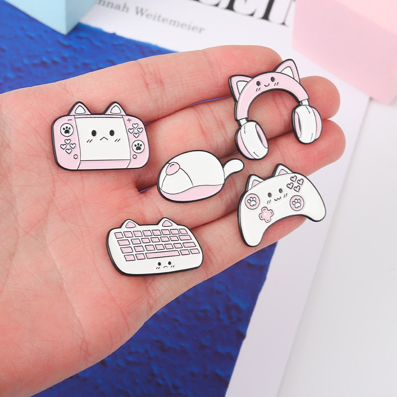 Cat Gamer Enamel Pins