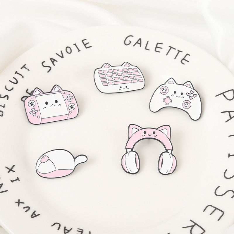 Cat Gamer Enamel Pins