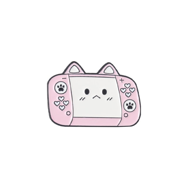Cat Gamer Enamel Pins Game Console