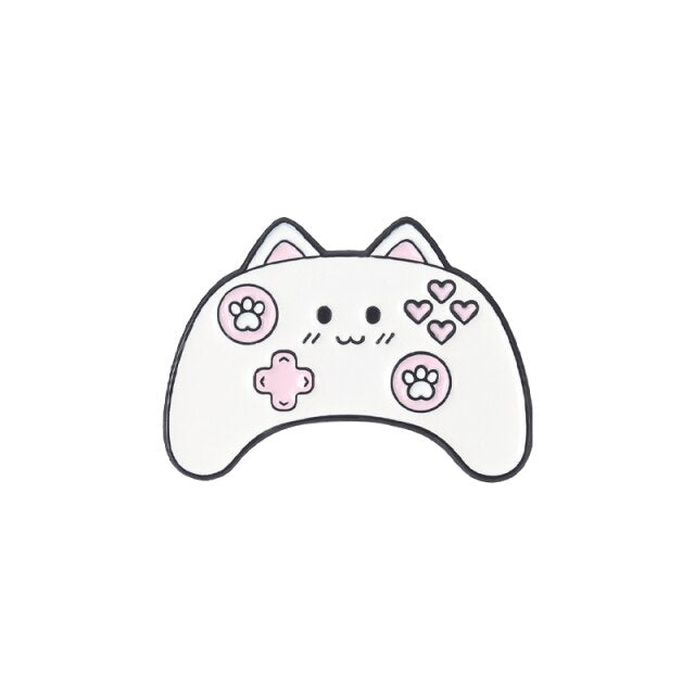Cat Gamer Enamel Pins Controller