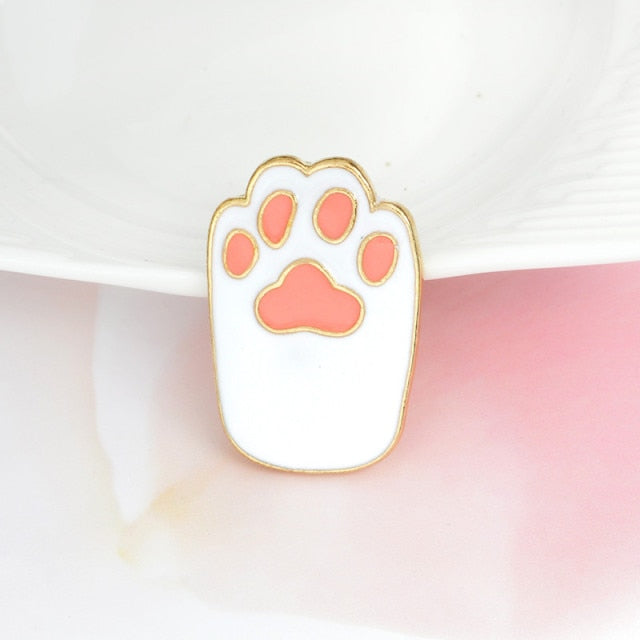 Cute Cat Paw Pin White