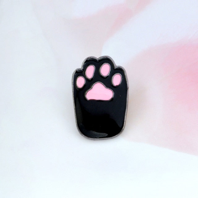 Cute Cat Paw Pin Black