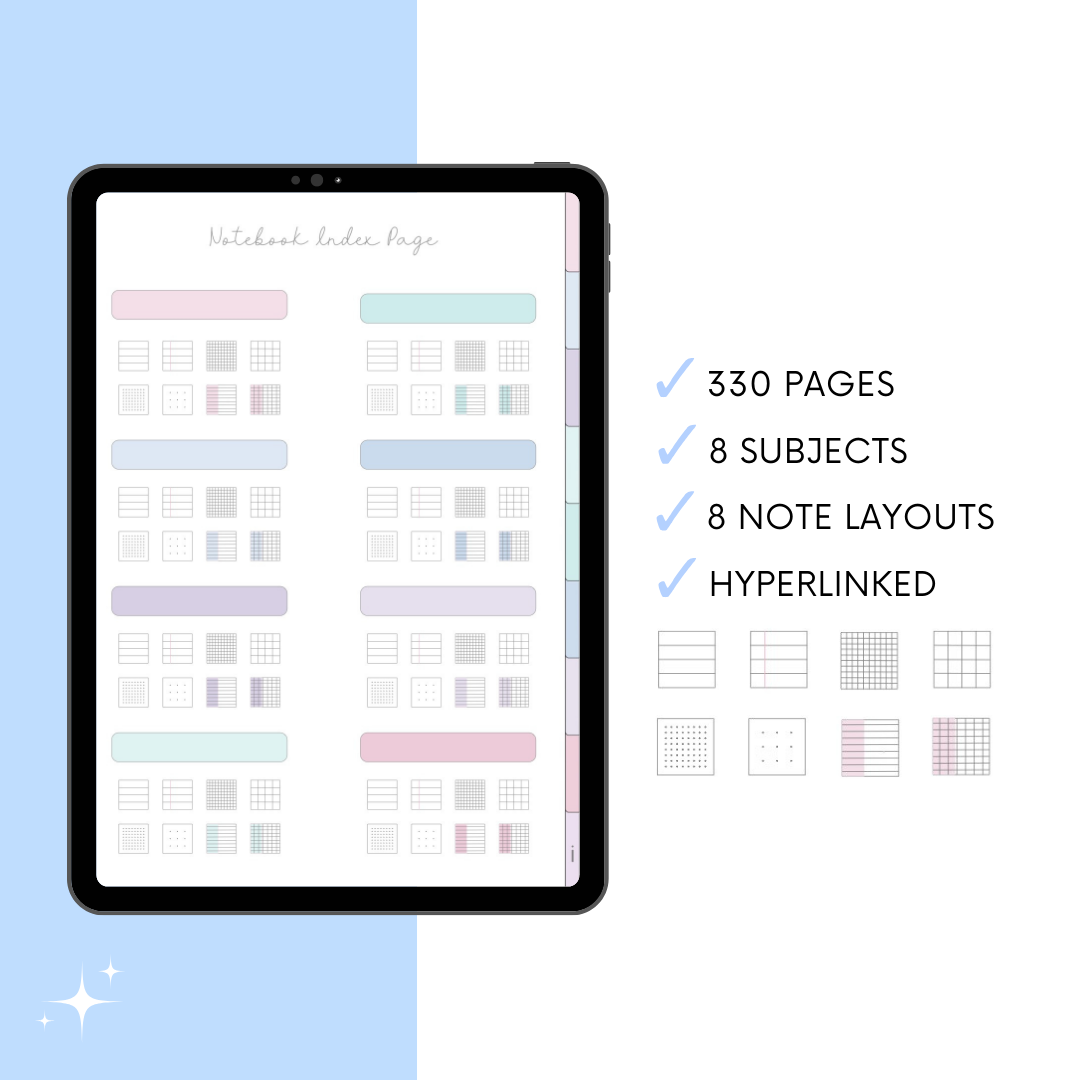 Cute Minimal Digital Notebook Index Page