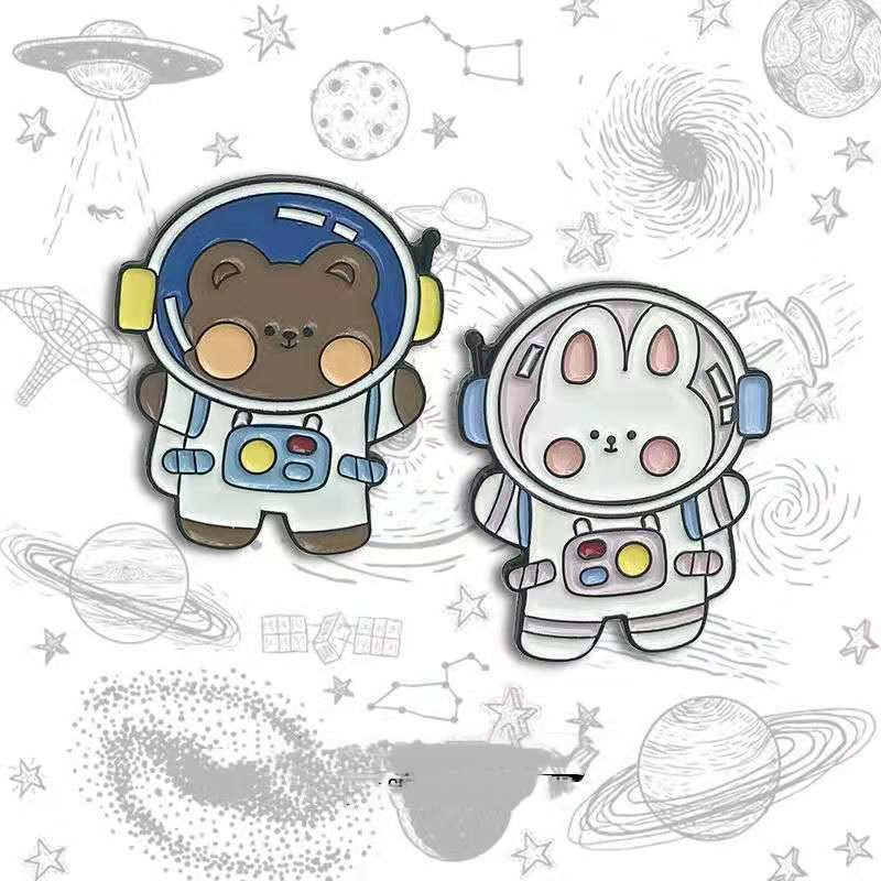 Cute Astronaut Animal Pins 2 Pack