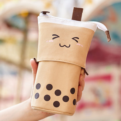 Retractable Bubble Tea Pencil Case Brown Sugar