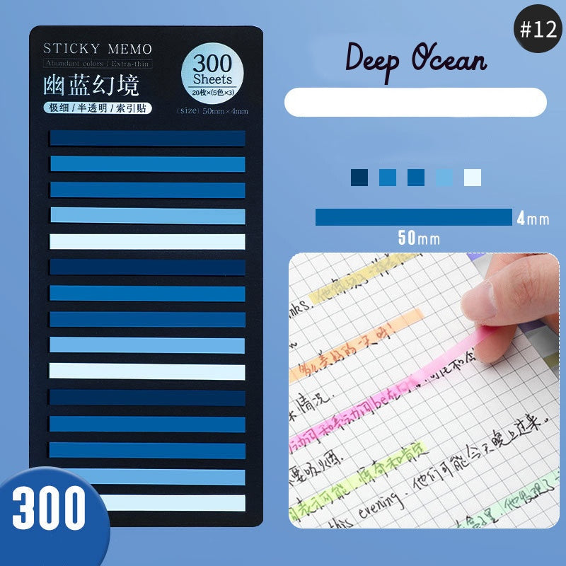 Index Translucent Sticky Notes Deep Ocean 12