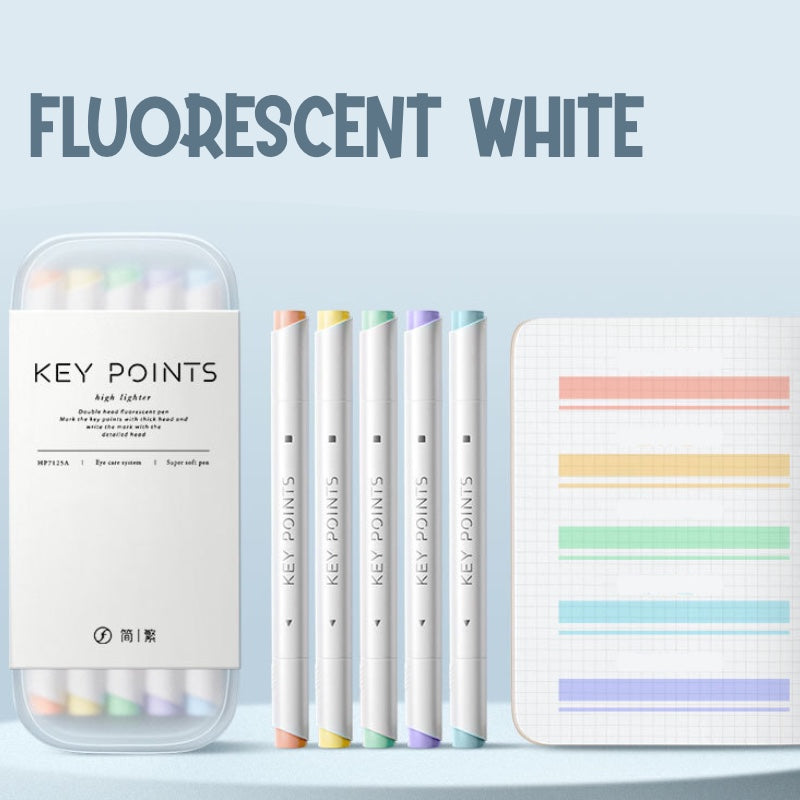 Key Points Double Sided Highlighter Fluorescent White